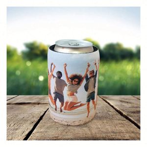 Enfriador de latas de cerveza de neopreno personalizado al por mayor con foto, negro, aislado, impermeable y para sublimación - Product Image 1
