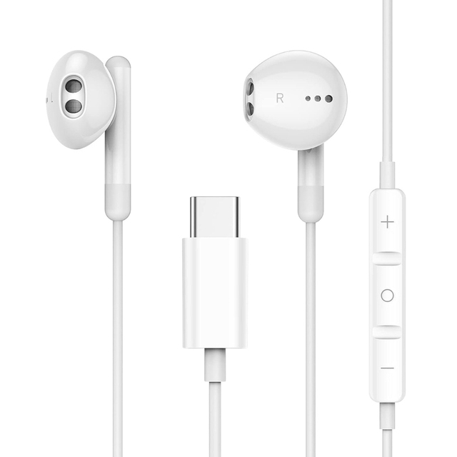 Custom Logo USB C Earphones Wholesale Wired In-ear Type C Earbuds with Volume Control for iPhone 15 Pro Samsung Galaxy S24
