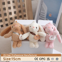 Porte-clés Lapin en Peluche Mignon à Longues Oreilles 15CM Blanc Kaki Rose avec Sac, Pendentif Lapin en Peluche pour Sac à Dos, Cadeau, Jouet en Peluche