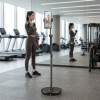 Support de tablette mobile L68 le plus vendu avec roulettes en caoutchouc TPR, rotation à 360°, bras long en alliage d'aluminium, support de sol pour salon 2026