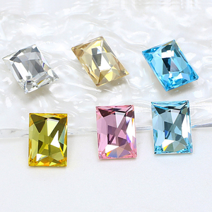 Strass en verre à dos plat de forme rectangulaire, qualité luxe, non thermocollants, perles de cristal <span class=keywords><strong>pour</strong></span> sacs et <span class=keywords><strong>chaussures</strong></span>, vente en gros - Product Image 1