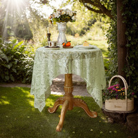 Nappe de table oblongue en dentelle florale vert sauge, style shabby chic, brodée, petite nappe en dentelle vintage pour mariage