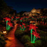 Sculpture florale LED 3D personnalisée, éclairée, pour parc à thème, mariage, aménagement commercial, festival, décoration