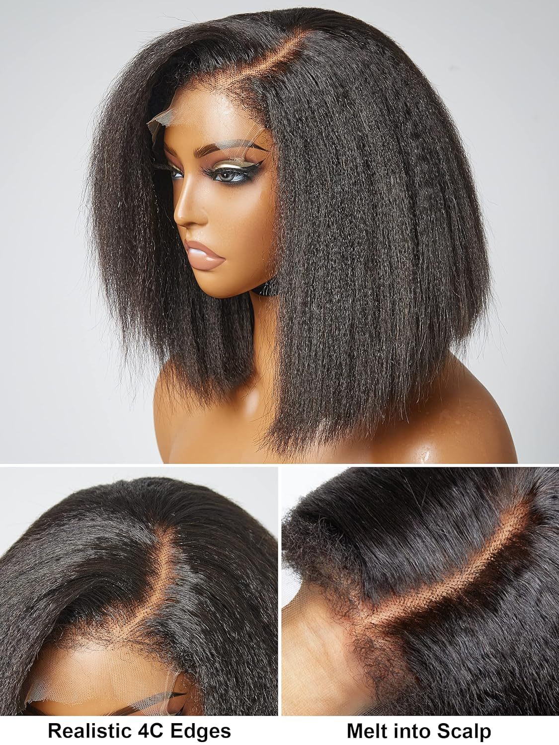 low cut knitted black wigs