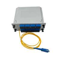 PLC 1X8 SC/APC Tipe Kaset PLC Splitter dengan Serat Optik Pigtail 0.9mm