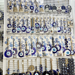 Regalo Judaico para Sala de Estar, Decoración para el Hogar, Mano de <span class=keywords><strong>Fátima</strong></span>, Colgante de Metal con Forma de Silla de Montar, Ojo Turco de Cristal Azul, Decoración Metálica Hamsa - Product Image 5