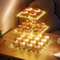 Support à cupcakes personnalisé à 3 niveaux, support à cupcakes en acrylique, présentoir à gâteaux en acrylique pour bar à bonbons d'anniversaire