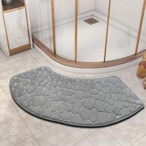 Tapis de porte absorbant incurvé en stock, tapis de salle de bain en forme d'éventail, tapis d'entrée large pour cabines de douche, tapis antidérapant pour salle de bain - Product Image 1