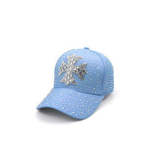 Nuovo Cappellino da Baseball da Donna Vintage con Strass Sparsi, a 6 Pannelli, in Tela, Regolabile - Casual, per Esterni, Protezione Solare, Traspirante - Product Image 2
