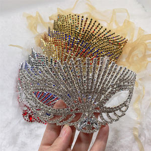 Masque de mascarade naturelle pour femmes, demi-visage, pour fête, spectacle, fête, princesse, avec strass, <span class=keywords><strong>Sexy</strong></span> - Product Image 6