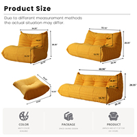 Sofá Perezoso Comprimido al Vacío Voxhome para Sala de Estar, Sillón Individual, de 1, 2 o 3 Plazas, Estilo Nórdico, Rosa, Sofá Perezoso de Suelo, Conjunto de Sofás