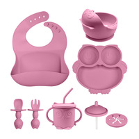 IStapromo Regalos, Vajilla Infantil, Babero Absorbente para Bebés, Bandeja, Tazón, Tenedor, Set de Alimentación para Bebés