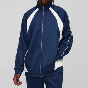 Completo Tuta Sportiva da <span class=keywords><strong>Uomo</strong></span> in Tricot Ricamato con Zip, Giacca a Maniche Lunghe e Pantaloni, Set <span class=keywords><strong>Casual</strong></span> da Corsa 2 Pezzi - Product Image 4