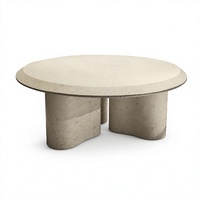 Table basse en micro-ciment, table ronde de salon, style moderne minimaliste, mobilier pour hall d'entrée, café, restaurant