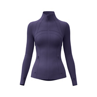 Chaqueta de Yoga para Mujer LOKLOK con Cierre, Talla Grande, Rayas, Transpirable, Anti-UV, Ajustada, Ligera, Elástica en Cuatro Direcciones