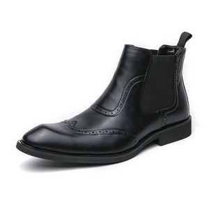 2026 Men's High-<b>Top</b> Leather Shoes Hidden Height Increasing Breathable Non-Slip Ankle Boots Mid-<b>Top</b> Business Casual Men's Boots - Product Image 3