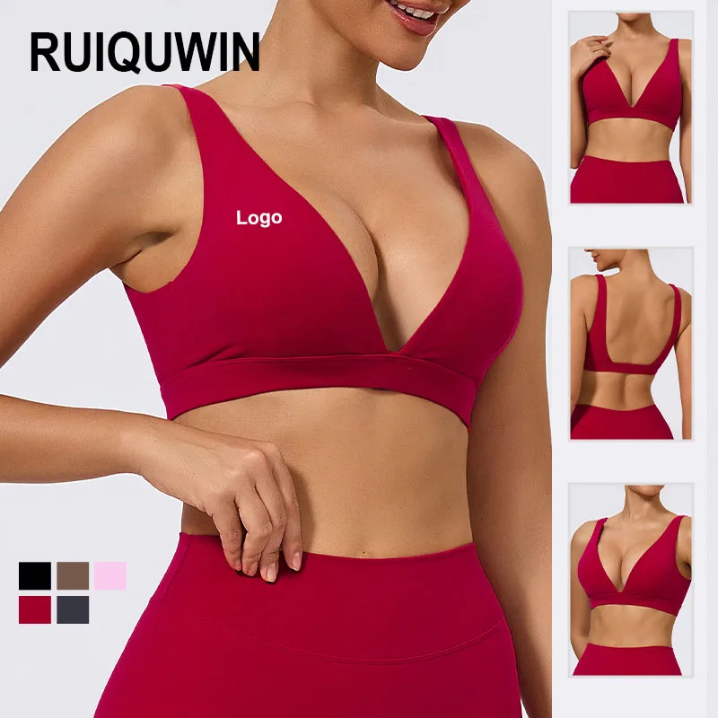 RUIQUWIN Wholesale Women's High Support Yoga Bra Sexy Backless Push-Up Sports Bra Sweat-Wicking Quick-Dry Gym Workout Top