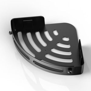 Étagère d'angle de salle de bain moderne en plastique à un seul niveau, non pliable, étanche, design sans perçage pour <span class=keywords><strong>rangement</strong></span> de gel <span class=keywords><strong>douche</strong></span> et articles de toilette - Product Image 2