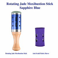 Bâton de Moxibustion Rotatif à Billes Massantes avec Tête en Jade Naturel 15,5x4cm, Rouleau de Moxa Chauffant, 3 Couleurs, Vente en Gros de Bâtons de Moxa