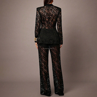 Ensemble de costume blazer en dentelle sur mesure pour femmes, pour événements formels, pantalon de soirée, tenue de soirée pour femmes