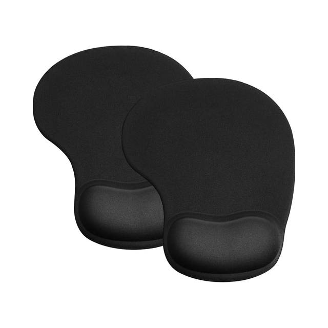 JIKIOU Gaming Mouse Pad 2-Pack Ergonomic Gel Wrist Rest Anti-Skid Rubber Base Smooth Cloth Pain Relief Durable Easy Clean Stock