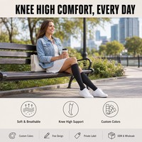 Chaussettes de compression personnalisées pour femmes, hauteur genou, mélange de bambou, respirantes, soutien, vente en gros OEM, conception gratuite, couleurs personnalisées