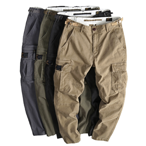 WholesalePlus 사이즈 남성 캐주얼 한국 스타일 큰 주머니가있는 미드 웨이스트 지퍼 플라이 팬츠 맞춤형 로고 작업자가 힙합 스타일을 착용 - Product Image 3