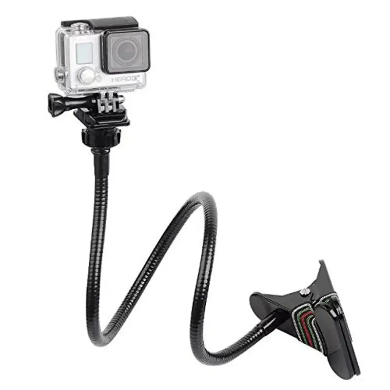 Klem leher angsa lembut logam, braket lengan klip kuat untuk kamera GoPro Hero 12/11/10/9/8/7/6/5, aksesori kamera