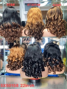 Peluca con malla frontal de 22 pulgadas 5x5 0158 rubia suelta hinchable humano mixto para trenzar frente transparente para afroamericano - Product Image 3