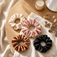 Élastiques à cheveux en soie de haute qualité, couleur unie, 1/2,5/3,5/5/6 cm, prix bas, vente en gros, personnalisables