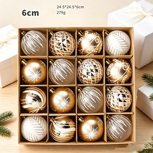 Hot Sale 6cm <b>Plastic</b> Gold White Glitter Christmas <b>Bauble</b> Set Snowflake Xmas Tree Hanging Pendant Holiday Decoration - Product Image 5