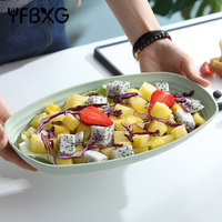 Ensemble d'assiettes ovales en paille de blé YFBXG, incassables, sans BPA, réutilisables, à nervures, 4 couleurs, pour la maison et la cuisine