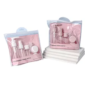 Botol Perjalanan Set Botol Perjalanan Kit Perawatan Kulit Pink Putih Botol Plastik PET Kemasan Kosmetik Set