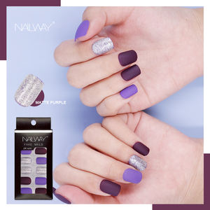 เล็บปลอมแบบสั้นติดเล็บปลอม24ชิ้น,เล็บปลอมแบบด้านมันวาวมีสีสันครอบคลุมเต็มตัว - Product Image 2