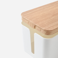 Boîte de gestion des câbles en plastique de grande capacité Boîte d'organisation de câbles avec couvercle en grain de bois artificiel pour bureau et sol