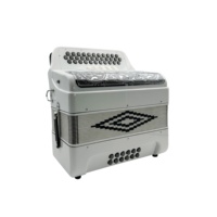 Accordéon diatonique JB3412D OEM 34 boutons 12 basses 5 registres Corps blanc brillant Grille argentée Boutons argentés
