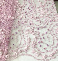 Applique en dentelle brodée à fleurs 3D faite à la main, best-seller, pour robes de mariée, accessoires vestimentaires de mariée, jouets - Rose