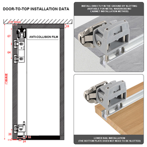 Rail de guidage pour <span class=keywords><strong>porte</strong></span> <span class=keywords><strong>coulissante</strong></span> de grange en aluminium, pour meuble de rangement bidirectionnel, <span class=keywords><strong>porte</strong></span> en bois - Product Image 5