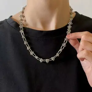 Yiwu DAICY moda quente pulseira de aço inoxidável fivela retangular manual charmoso presentes jóias cadeia colares para homens