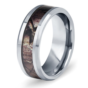 <b>Tungsten</b> Steel Men's Ring 8MM Camouflage Inlay Unisex Fashion Jewelry Gift - Product Image 1
