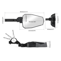 Rétroviseurs latéraux UTV avec lumières LED, projecteur 27W, rétroviseurs réglables pour barre anti-roulis de 1,6 à 2 pouces, ATV, UTV, SxS