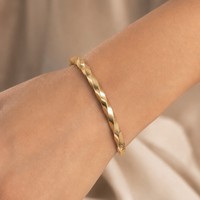 Bracelet manchette torsadé haut de gamme plaqué or PVD 18 carats en acier inoxydable, prêt à l'expédition en gros