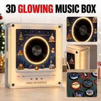 Boîte à musique NFC personnalisée pour Noël, style disque vinyle avec lumière LED, coffret cadeau de Noël, décoration de la maison, souvenirs