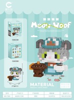 En gros, Blocs de construction éducatifs et mignons à assembler, thème Animaux de compagnie (chien, chat), Meow Woof, jouet décoratif de bureau DIY