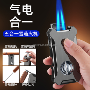 JOFI 5-In-1 Luxury Type-C 2 Jet Blue Flame Metal Cigar Torch <b>Lighter</b> Refillable Windproof <b>Custom</b> Butane American Style Business - Product Image 2
