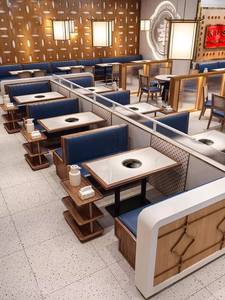 Set di Tavoli e Sedie Personalizzabili in Legno per Caffetterie, Hotel, Ristoranti Occidentali e Mense, <span class=keywords><strong>Design</strong></span> <span class=keywords><strong>Moderno</strong></span> e Durevole ad Alta Densità - Product Image 5