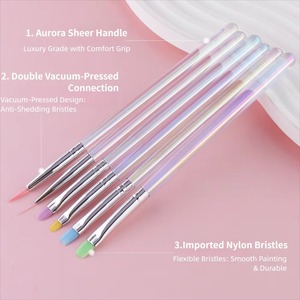 6PCS Candy Color Iridescent Handle Nail Art <b>Brush</b> Set, UV Gel Liner Detailing Building Shaping <b>Brushes</b> for Salon & Home DIY - Product Image 2