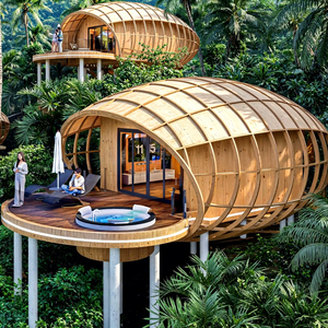 <span class=keywords><strong>Maison</strong></span> de vacances préfabriquée à ossature en aluminium, panneau sandwich, design moderne, résistant au feu, imperméable, pour hôtel/villa, installation facile - Product Image 1