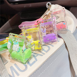 Dễ thương sữa hộp Unicorn Keychain cát chai phim hoạt hình nhỏ mặt dây chuyền ba lô schoolbag xe phụ kiện cho món quà bán buôn Móc chìa khóa - Product Image 3