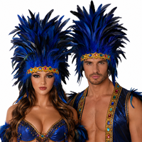 Accessoires de performance exotiques pour festival EDM, tenue de rave, costume de carnaval, coiffe unisexe avec grande couronne de plumes pour danseurs